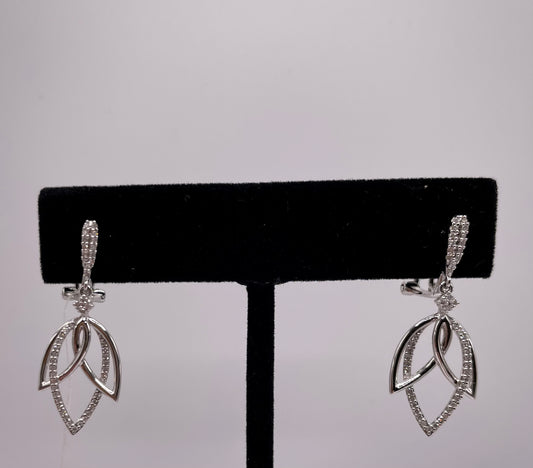 Natural Diamond hanging leaver back earrings